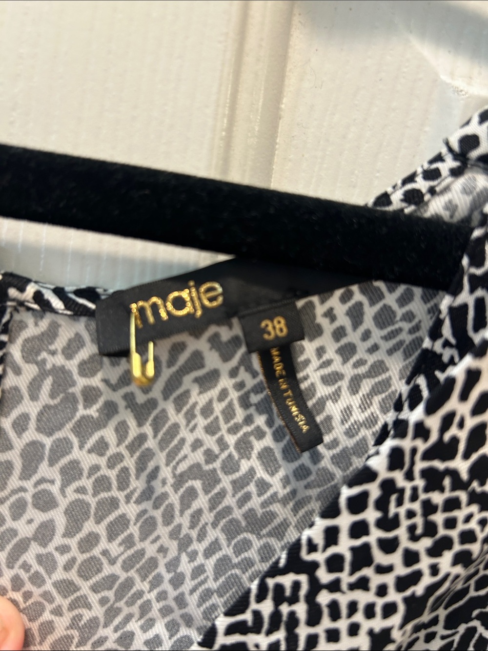 Maje Animal Print Cupro Jumpsuit Black White Size 38 US 6 - Picture 5 of 16